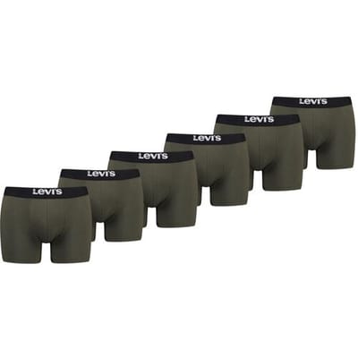Levi's Boxershorts Heren - 6-pack Solid Organic Cotton Khaki - Donkergroene Levi's Boxershorts - Maat S