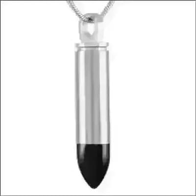Aramat Jewels | Gedenkhangers | Ashanger Bullet Kogel RVS – Meerdere Kleuren & Modellen Stoer Gedenksieraad | Zilverkleur/Zwart-5x1cm | |15mm | Staal | Volwassenen | Verkleurd niet