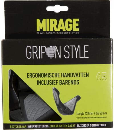 Handvatpaar Mirage Grips in style #65 - L = 134/134 mm met barends - zwart