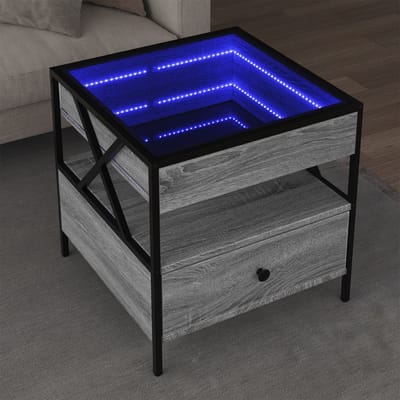 vidaXL - Salontafel - met - Infinity - LED - 50x50x51 - cm - grijs - sonoma - eikenkleur
