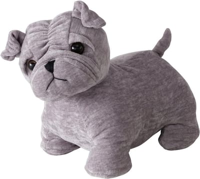Grijze hondendeurstopper 22 x 20 cm 1 kg - zware deurbuffer stof decoratieve stopper dierenfiguur