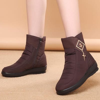 Winter Dameslaarzen Nieuwe Enkellaarsjes Voor Dames Winterschoenen Warme Vacht Lage Hak Platte Sneeuwlaars Waterdicht Anti-Slip Botas Mujer 41 beige