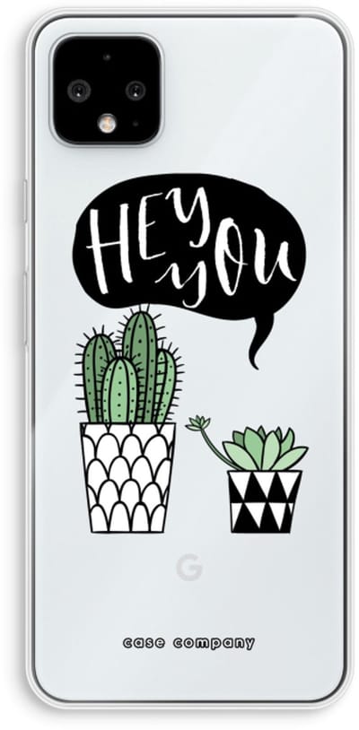 Case Company® - Hoesje geschikt voor Google Pixel 4 XL hoesje - Hey you cactus - Soft Cover Telefoonhoesje - Bescherming aan alle Kanten en Schermrand