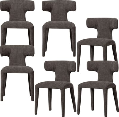 WOOOD Permit Eetkamerstoelen - Polyester - Espresso - Set van 6