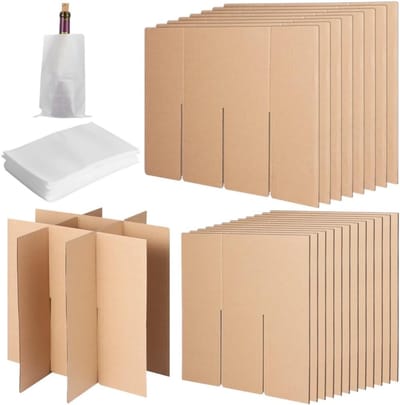 Verhuisdozen Set - Glaswerk Bescherming - Veilig Verhuizen - Met Schuimzakken - 20 Secties - Natuurlijk Karton