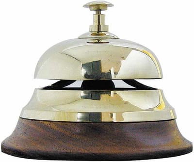 Maritieme tafelbel - Scheepsbel Hout - Klassieke Decoratie - Messing met Hout - 11 cm Hoog - Goud Bruin
