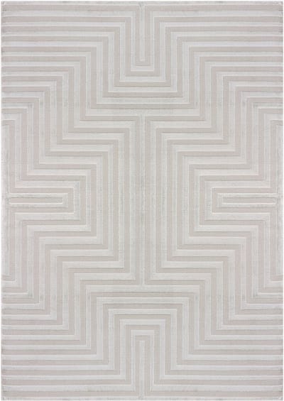 Flycarpets Cara Modern Japandi Labyrinth Vloerkleed - Zilver - 280x370 cm