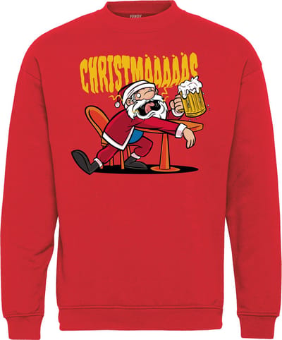 Kersttrui Drunk Christmaaaas | Foute Kersttrui Dames Heren | Kerstcadeau | Kerstpakket | Rood | maat XS