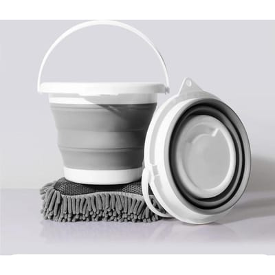 3L Inklapbare Draagbare Opvouwbare Emmer Dikke Opvouwbare Siliconen Deksel Auto Wasemmer Kampeer Reizen Visserij Emmer Decoratie gray