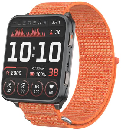 Strap-it Nylon bandje 24mm met klittenbandsluiting - geschikt voor de grote Garmin Venu X1 (oranje)