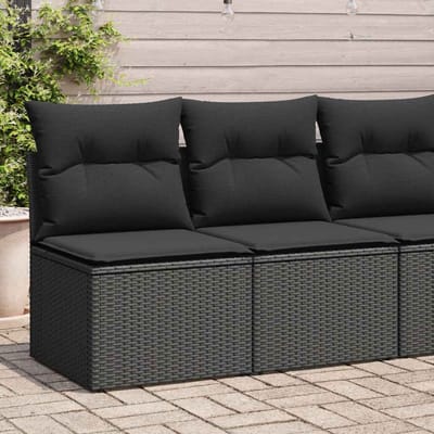 vidaXL - 2-delige - Loungeset - met - kussens - poly - rattan - acacia - zwart