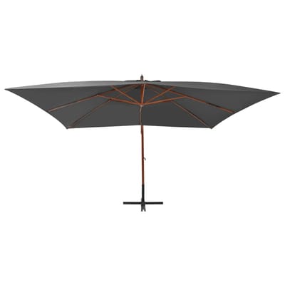 vidaXL - Zweefparasol - met - houten - paal - 400x300 - cm - antracietkleurig