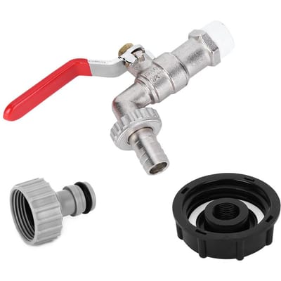 IBC Tank Adapter Tuin Waterkraan Slang Dop Connector Montageonderdelen G1/2 inch Messing Kraan gray