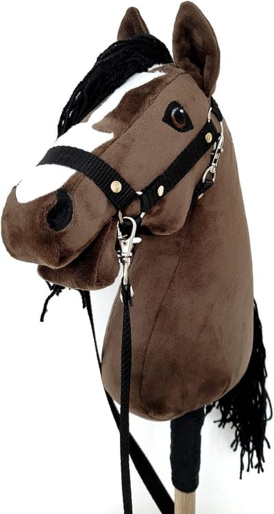 Stokpaard A4 - Paard op stok - Imaginative play - 100% handgemaakt - 70 centimeter - Donkerbruin