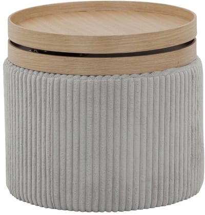 Poef Luvua Lichtgrijs - MDF - Breedte 50 cm - Diepte 50 cm - Hoogte 45 cm