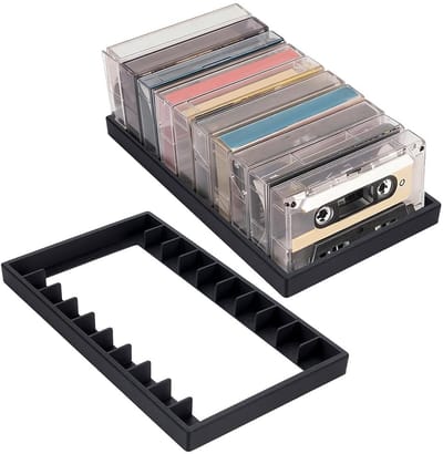 Dailygoods- Cassettehouder 2 Stuks - Tape Organizer - Opslag Rack - Kunststof - Zwart - Geschikt voor 20 Cassettetapes - Cassetteopslag