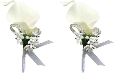 Bruiloft Boutonnières - Reversspeld Corsage - Feestelijke Decoratie - Handgemaakt Ontwerp - 6 x 12 cm - Melkwit