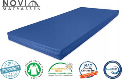 NOVIO Zorgmatras - matras - incontinentie - waterdicht - 80x200cm - Medium Koudschuim HR45 - circa 16 cm - Anti Bacterieel - CertiPUR® en Oekotex gecertificeerd
