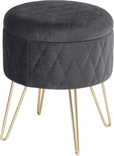 Luxe Poef Donkergrijs - Luxe, Velvet en Met opbergruimte - Voor Dagelijks Gebruik, Thuis en Professioneel Gebruik