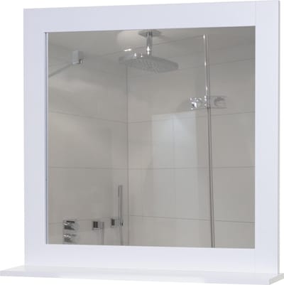 Wandspiegel MCW-F75, badkamerspiegel, landhuisplank 58x59x12cm wit