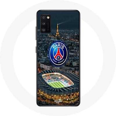 Coque - maniacase - Samsung Galaxy A41 - Noir - Souple - PSG Logo Stade Nuit Tour Eiffel noir