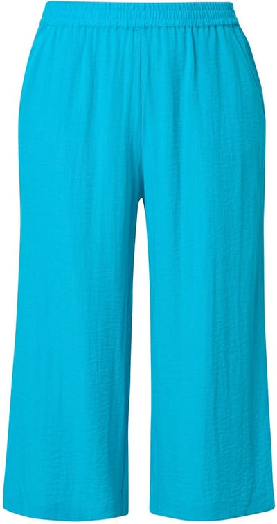 Ulla Popken - Dames - Culotte kuitlang wijde pijpen elastische tailleband - Aqua turquoise - Maat 42