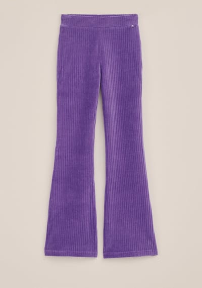 WE Fashion Meisjes velvet flared legging van ribstof
