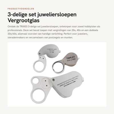Dailygoods - 3-delige set juweliersloepen - Vergrootglas met ledlicht - Ideaal voor juweliers - Verlichting - Sieraden en muntenverzamelaars - Perfect...