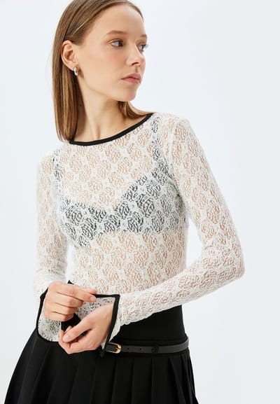 Lange mouw Ronde kraag T-Shirt
