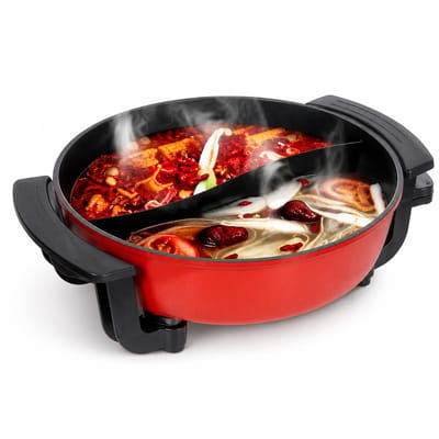 HomeGoodies - Hotpot - Dubbele hotpot - Elektrische kookpan - Multifunctioneel - 5 temperatuurinstellingen - 6L - Antiaanbaklaag