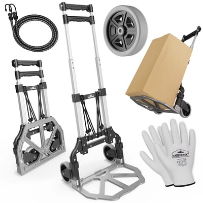 Gardebruk Steekwagen - Aluminium 80kg in hoogte verstelbaar - Zilver/Zwart