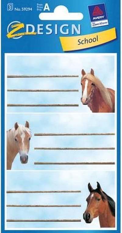 Avery Boeketiketten Z-design Paarden Junior 76 X 120 Mm Papier
