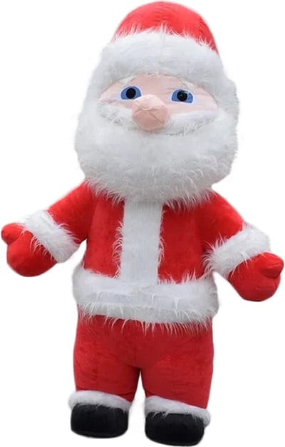 KIMU® Groot Opblaas Kostuum Kerstman - 2 Meter Opblaasbaar Pak Rood Wit - Mega Kerstpak Mascotte Opblaaspak - Super Opblaasbare Kerst Kerstmis Festival