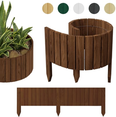 be4nature Rolborder steekhek 100 x 10 cm Donkerbruin van geïmpregneerd grenen – Decoratief hek voor borders en bloembedden