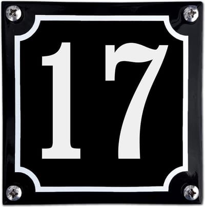 Zwart emaille huisnummer  - 17