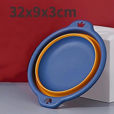 Lavabo pliable bleu foncé, lavabo en silicone de qualité alimentaire pour enfants, lavabo extensible pour bébé bleu foncé
