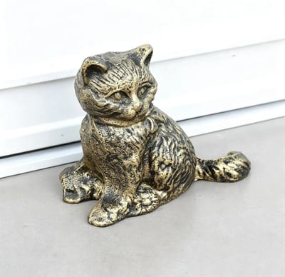 Deurstopper Gietijzer - Zware Deurstopper - Deuren Open Houden - Katten Design - 22 Kg - Antiek Goud