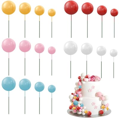 Dailygoody - Foam Ball Cake Topper - Cake Balls Decoratie - 20 Stuks - Cupcake Parels - Valentijn Verjaardag Bruiloft Baby Shower - Geschikt voor 36 m...