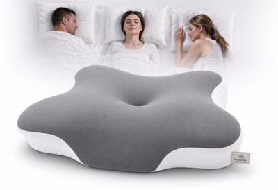 Popalino® Hoofdkussen Memory Foam voor Nekklachten – Orthopedisch & Ergonomisch kussen - Geschikt voor rug-, zij- en buikslapers - Traagschuim - Grijs/wit