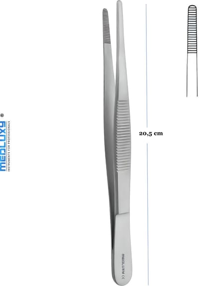 Medluxy - Pincet Anatomische - 20.5 cm - Verpleegkunde - EHBO - Hecht Pincet Prepareer Pincet Thumb Dressing Forcep - Pince Brucelles