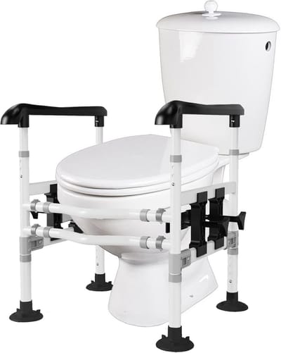 Toiletsteun Verstelbaar - Ondersteuning Toilet - Zelfstandig Gebruik - Antislip Handgrepen - Universeel Passend - Zwart