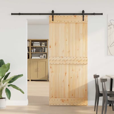 vidaXL - Schuifdeur - NARVIK - Naturel - en - Zwart - 90 - x - 210 - cm - (213,5 - cm)