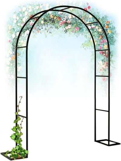 Tuinboog Metaal - Rozenboog Klimplanten - Decoratie Tuin - Weerbestendig Stevig Staal - 160 cm Breed - Zwart