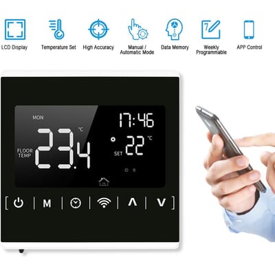 Thermostat intelligent Wi-Fi MEIH 85-250V Thermostat programmable hebdomadaire Contrôle APP Chaudière LCD rétroéclairée Electric Heating blanc