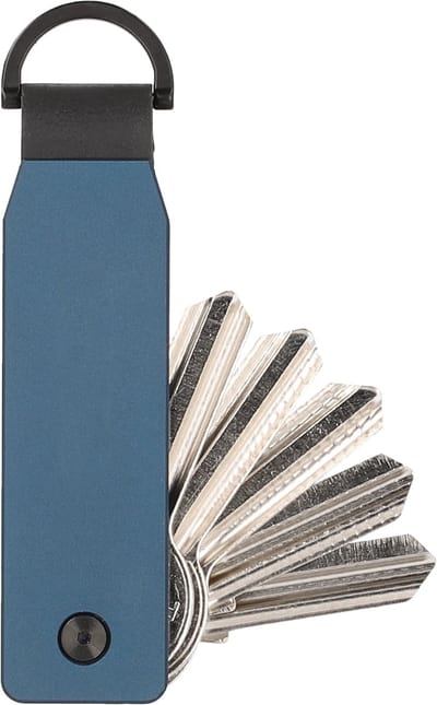 Valenta Key Organizer Aluminium Blauw – Robuuste Sleutelhouder voor Maximaal dunne 6 Sleutels – Inclusief D-ring voor Autosleutel, Bevestigingsclip en Minischroevendraaier – Voorkom Bungelende Sleutels