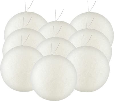 Gerim Kerstballen - 8 stuks - wit - kunststof - glitters - D7 cm