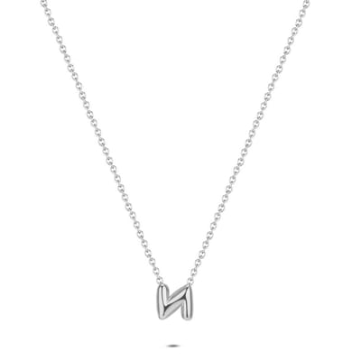 Twice As Nice Halsketting in edelstaal, geometrische hanger Zilverkleurig 40cm+5cm