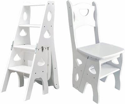 Opvouwbare ladderkruk - Huishoudtrap multifunctioneel - Veilig klussen - 2-in-1 functie - 4 treden - Wit
