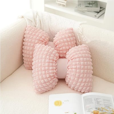 Lendensteun - 2 stuks - Decoratief kussen in strikvorm - 35 x 32 cm - Strikdesign - Lendensteunkussen voor bedden, banken en woonkamers - Stijlvol kussen voor huisdecoratie - Roze