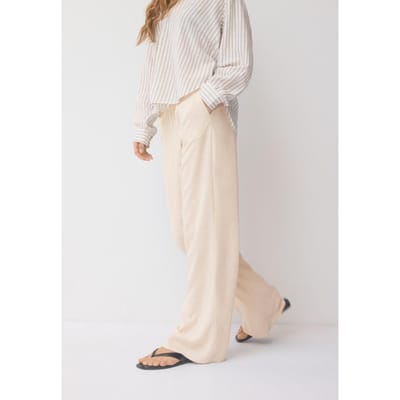 Stradivarius Rechte broek met linnenlook  Steen XL